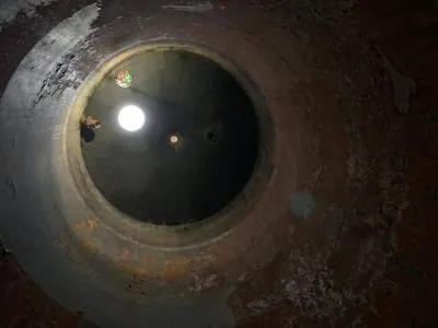 Asksilo inifrån, drönarbild