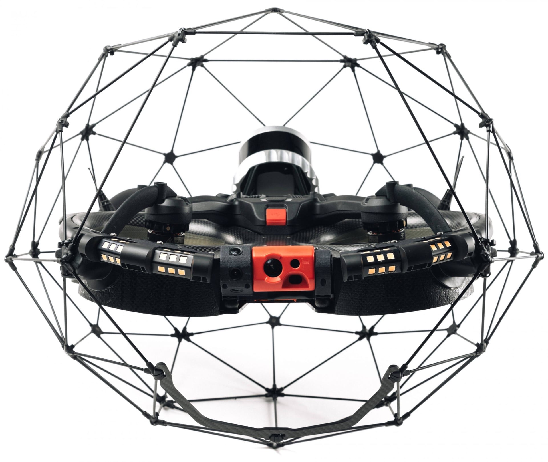 Flyability Elios 3 drone in frontal view